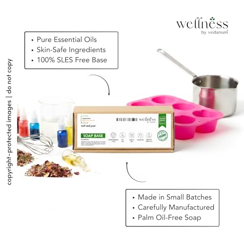 Image of VEDANUM Ayurscience 100% Natural and Organic Red Wine Soap Base - 400 Gm | Handmade Soap Making | Grapefruit | SLES Free | pH Skin Friendly | Lab Tested