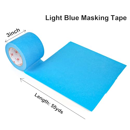 Image of BOMEI PACK 4'' Blue Painters Tape, 3D Printing Tape 4 Inches x 55 Yards for Laser Cutting, 21-Day Clean Removal Wide Masking Tape