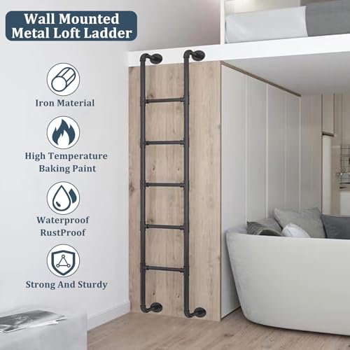 Escalera recta para interiores y exteriores de metal resistente de 270 cm 6