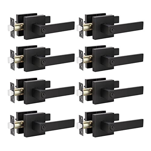 KNOBWELL Privacy Door Leverset – Matte Black, 8-pack