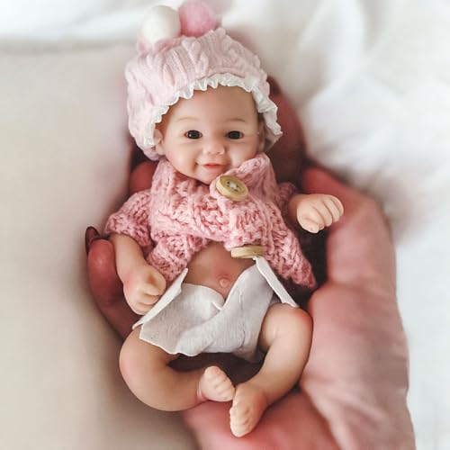 Gileutay 15 cm Poupée Bébé en Silicone Souple Fille Petites Poupées Reborn De La Vie Réelle Poupées Bébé Réalistes Miniatures Anatomiquement Correct