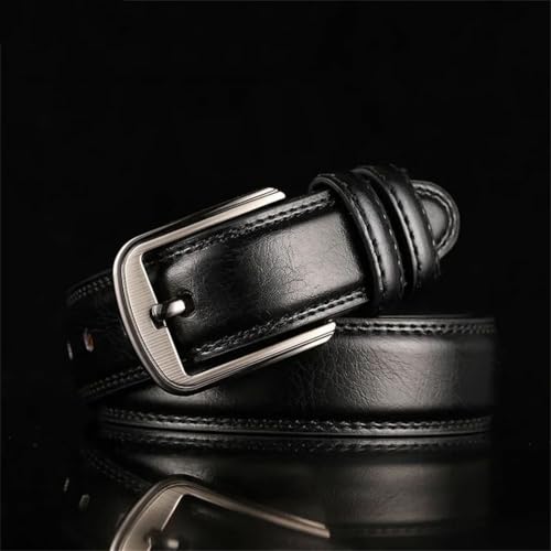 Men’S 3.7Cm Wide Genuine Split Leather Belt Solid Formal Business Waistband Designer Strap3