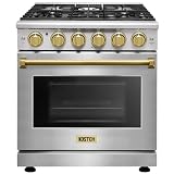 KOSTCH 30 inch Professional Freestanding Pro-Style Liquid Propane Gas Range with 5 Burners, 4.55 cu.ft. Oven Capacity, in Stainless Steel - KOS-30RG03MLP (Stainless Steel/Bronze)