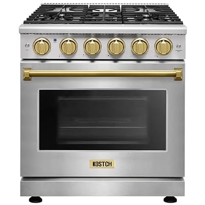 KOSTCH 30 inch Professional Freestanding Pro-Style Liquid Propane Gas Range with 5 Burners, 4.55 cu.ft. Oven Capacity, in Stainless Steel - KOS-30RG03MLP (Stainless Steel/Bronze)