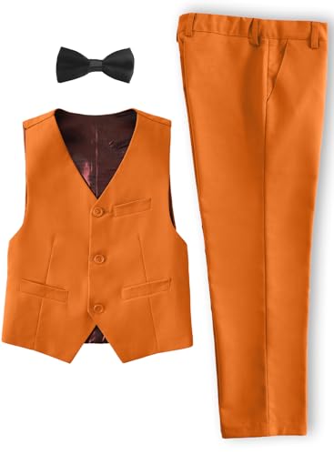 Image of YuanLu Boys Suit Homecoming Dresses for Kids Ring Bearer Outfit Suits Tuxedo Formal Vest and Pants Suit Set