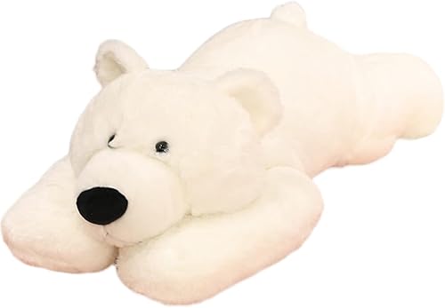 ARELUX Animal de peluche suave de oso polar almohada de oso de peluche de 19.6 pulgadas para niños pequeños, lindos peluches de cuerpo abrazo para