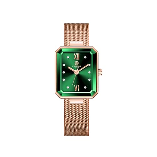 Image of Carlton London Women Brixton Analog Watch, Rectangle Dial, Stainless Steel Mesh Strap, Quartz Movement, 30M Water Resistant, Casual Wear