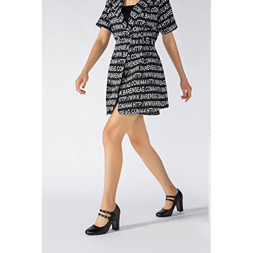 Women's Mary Jane Dress Shoes Double Strap Closed Round Toe Block High Heel Pumps3