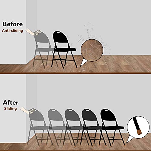 Image of Jetec 72 Pcs 7 /8 Inch Folding Chair Leg Caps Heavy-Duty Plastic Chair End Caps Non-marring Furniture Glides Round Hardwood Floor Protectors (Brown)