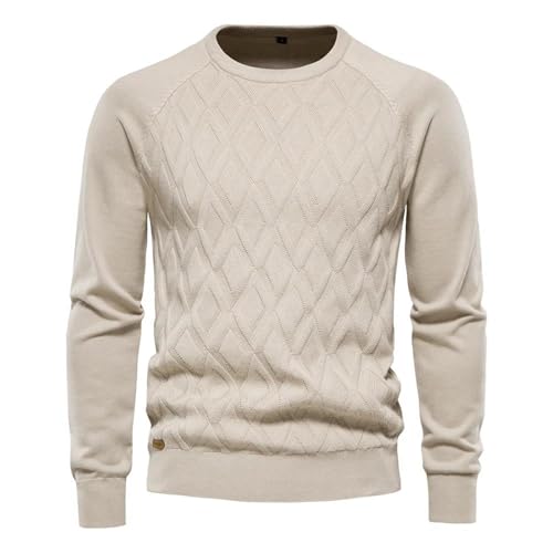 Men's Argyle Knit Pullover Sweater Basic Solid Color Crewneck Long Sleeve Warm Jumper Stylish Casual Everyday Top2