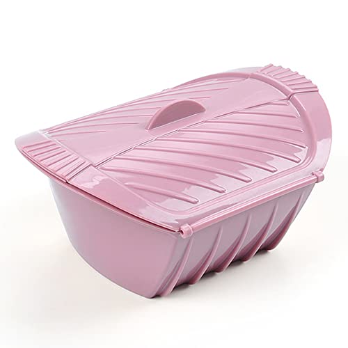 Vaporizador de silicona para microondas con asa y tapa para preparación de comidas con división desmontable, fácil de almacenar, utensilios de cocina para microondas, congelador y lavavajillas, rosa