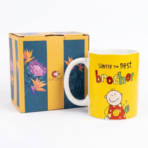 Image of Clay Craft inchSimply The Best Brother Printed Raksha bandhan Mug & Rakhi Gift Set Combo for Brother /Sister - (1 pc Mug + 1 Designer Hand-Made Rakhi + 1 Greeting Card + Cute Roli Chawal Bottles)