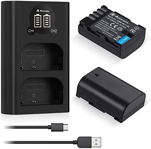 Powerextra Batterie de rechange pour Panasonic Lumix DMW-BLF19 DMW-BLF19E DMW-BLG10-2 x batterie de 2200 mAh avec chargeur double pour Panasonic Lumix DMC-GH3 DMC-GH3A DMC-GH3H DMC-GH3H DMC-GH4 C-GH4H
