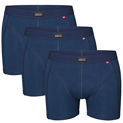 DANISH ENDURANCE Boxer da Uomo in Cotone Pacco da 3 (Blu Scuro, Large)