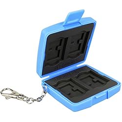 Camaras De Seguridad Que Se Mueven Flashwoife, 4 × SDHC + 8 × Tarjetas Micro SDHC, Estuche para Tarjetas SD, Estuche para Tarjetas de Memoria, Caja Protectora, Estuche, mosquetón de Metal, Azul
