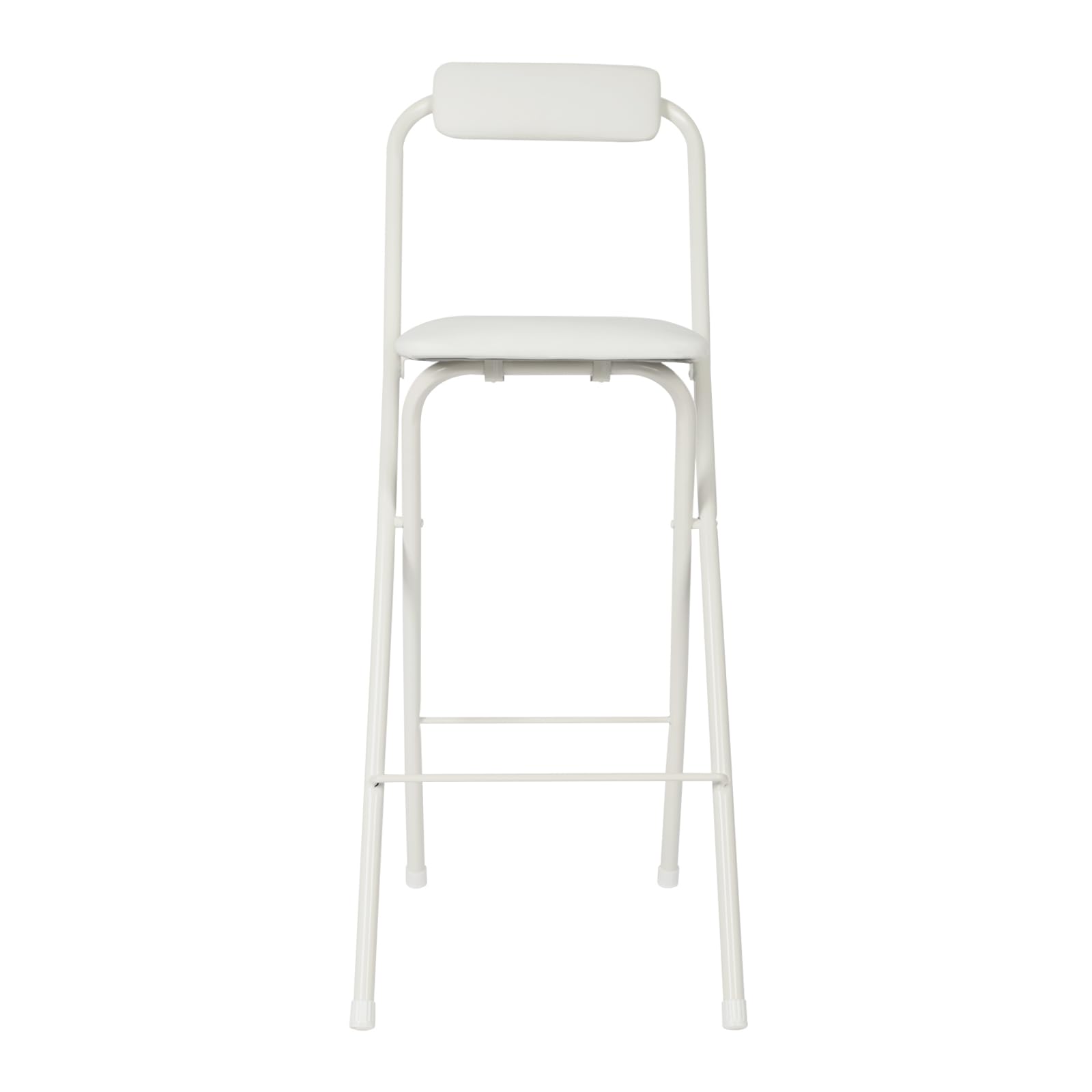Sgabello pieghevole con schienale, 1 sgabello pieghevole, altezza 70 cm, capacità 125 kg, sgabello pieghevole per esterni, interni, cucina, negozio, caffè (bianco, 70 cm di altezza, 1
