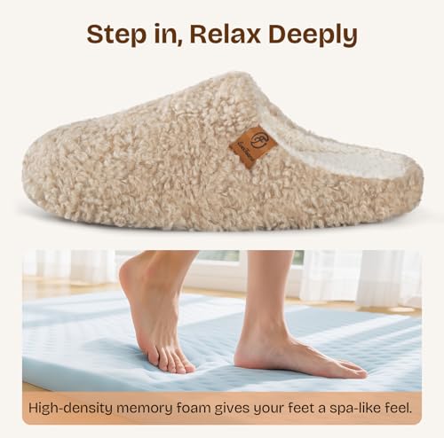 EverFoams Women's Mule Slippers Comfy Warm Shearling Lightweight Breathable Memory Foam Anti-Slip House Shoes - Image 4