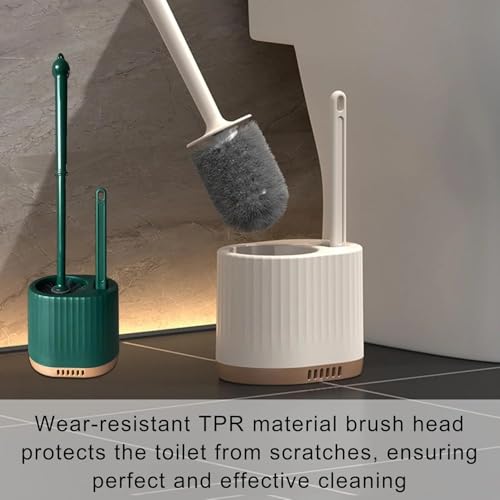 Image of HomeCloud Wall Mounted Silicone Toilet Brush | Soft Bristle Bathroom Cleaning Brush with Holder | Modern Japanese Design | Quick-Drying & Hygienic (Dark Green)
