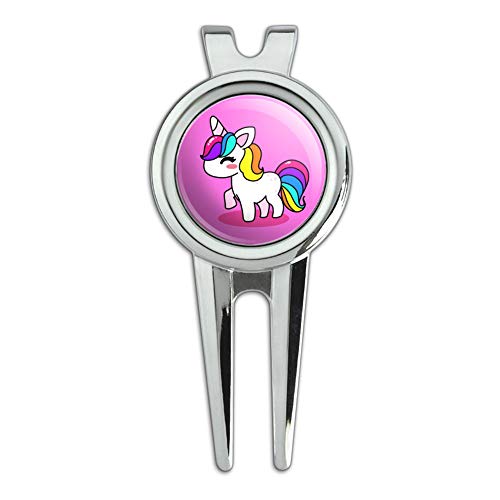 GRAPHICS & MORE Cute Kawaii Rainbow Unicorn Chibi Golf Divot Repair Tool and Ball Marker