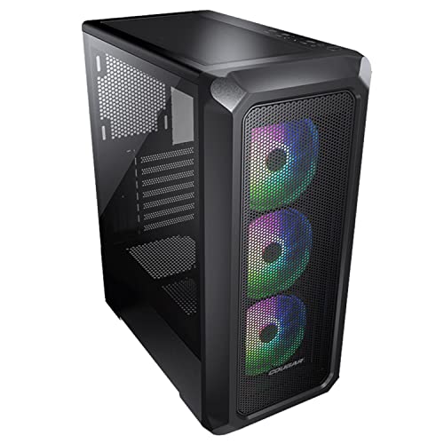 Gabinete Gamer Cougar Archon 2 Mesh RGB, Mid Tower, Vidro Temperado, ATX, Black, Sem Fonte, Com 3 Fa