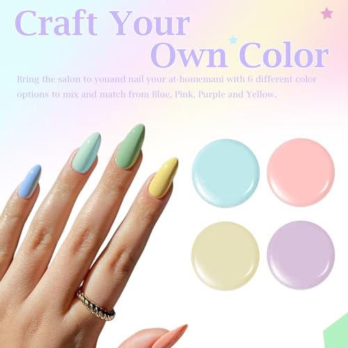 DMQ Pastel Nail Polish Kit, 4Pcs Spring Summer Nail Varnish Set, Candy Macaroon Unicorn Nail Gel Polish, Pink Yellow Blue Purple Quick Dry Nail Gel Nail Paint for DIY Nail Art at Home - No Need Cure - Image 5