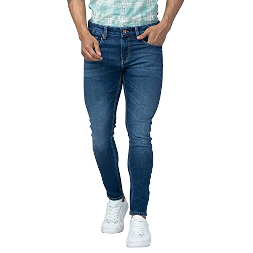 Image of Spykar Men Mid Rise Cotton Slim Fit Tapered Length Jeans (Kano)