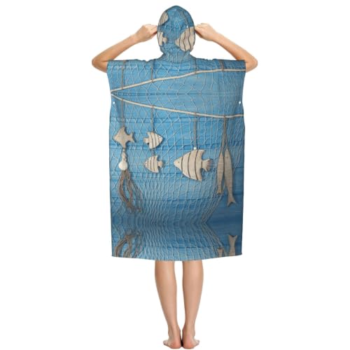 Poncho à capuche piscine séchage rapide en éponge légère mixte - 3