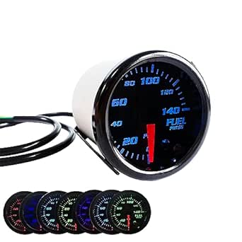 Jauge De Pression Carburant Digitale 52mm (2-1/16") - Écran Teinté 7 Couleurs, Plage 0-140 PSI - Style Racing