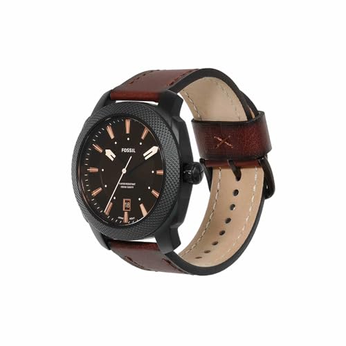 Fossil Machine uhr f&uuml;r Herren, Quarzwerk mit Edelstahl- oder Lederarmband, Braun und Schwarz, 49MM