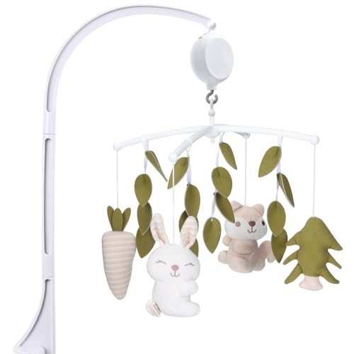 Image of COTTONBEBE Crib Mobile 35 Lullaby Muisc, Organic Cotton Baby Mobiles for Cribs & Pack N Play, Easy to Install, Stuffed Animals Hanging Toys Newborn Boys & Girls, Safari Nursery Decor