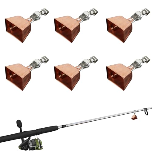 YAFIYGI 6Pcs Fishing Bells for Rods Clip On Fish Pole Bell Alert Accessories Catfish Fishing Bells for Poles Durable Clip-On Rod Bell Equipment for Night or Day Fishing