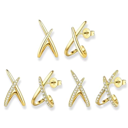 Boucles d'oreilles à tige dorées en alliage léger lot de 3 paires