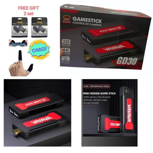 Image of Playtastic Gamestick GD30 Retro Gaming Console, 20,000+ Classic Games, Dual Wireless Controllers, 128GB Storage, HDMI Output (128GB)