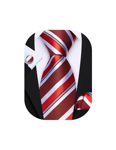 Image of Barry.Wang Mens Tie Set Plaid Check Neckties Formal Business Wedding Luxury Pocket Square Cufflinks