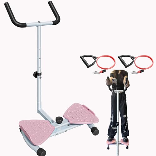 Ab Waist Twisting Machine with Handlebar, 330 lbs Capacity Waist Twister for Women Belly Fat, Home Gym Exercise Equipment for Slim Waist and Core Ab Exercise (Pink with Armrests)
