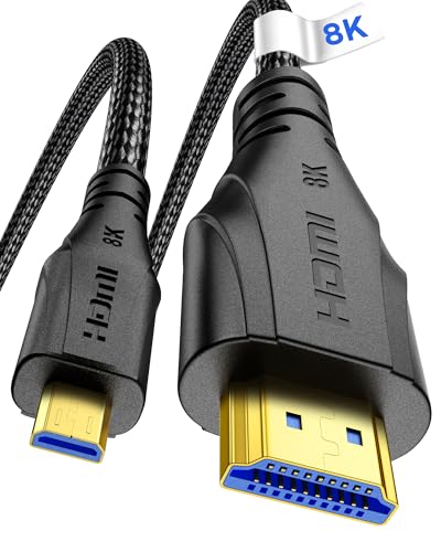 Cratree Cable Micro HDMI a HDMI 3M, 8K 60Hz 4K 120Hz, Compatible Con GoPro Hero 7 6 5 4, Raspberry Pi 4, Cámara Sony, Nikon - Soporte HDR eARC