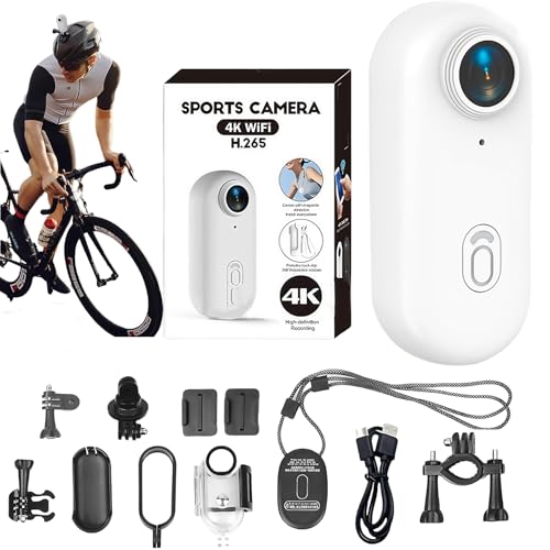 Mini Telecamera da Corpo 4k, Telecamera con Rotazione Magnetica A 360 Gradi, Telecamera Sportiva Impermeabile Ipx7, Telecamera Subacquea Portatile da Indossare in Bicicletta (White 1080P)