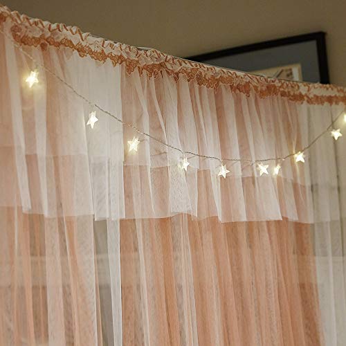 Joyreap Luxury 4 Corners Post Canopy Bed Curtains - Coral & White Cozy Drape Netting - Cute Princess Bedroom Decoration Accessories(Reddish Brown, 47" W x 78" L, Twin)