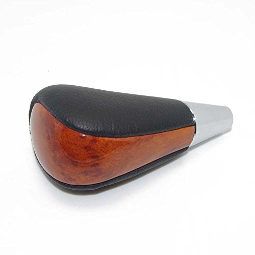 Pursuestar Black Leather Brown Wood Chrome Upgrade Gear Shift Knob Compatible For Toyota Lexus Camry Crown Rav4 Landcruiser Hiace Corolla Sienna 4Runner Tundra Mazda M8X1.25 #TOP5