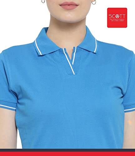Image of Scott International Women's Regular Fit 100% Pure Organic Cotton Polo T-Shirt | Womens Polo Collar Neck T-Shirt | Cotton Plain Polo Neck Half Sleeve T-Shirt | Tshirts for Women