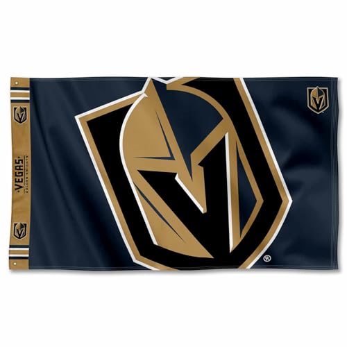 Bandera de Vegas Golden Knights de 3 x 5 pies con cabecera impresa textil para pared