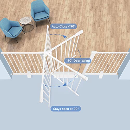 Extra Tall And Wide Baby Gate For Stairs, Child Gate, Auto Close Safety Baby Gate, Easy Walk Thru Durability Dog Gate For The House, Doorways. Gates For Dogs Indoor, White Pressure Baby Gate. #TOP5