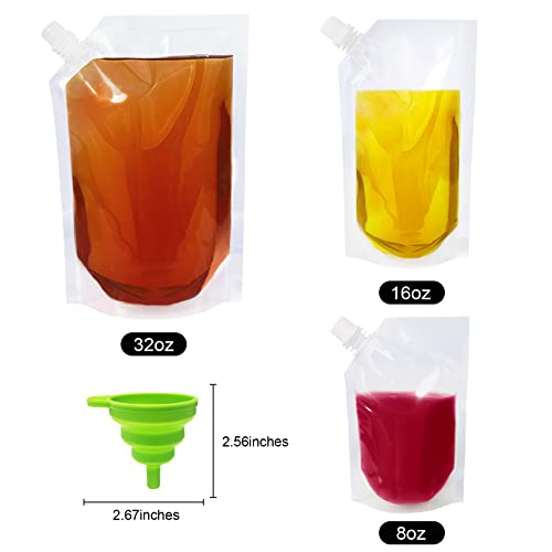 Plastic Flask, Reusable Drink Pouches For Adults, Plastic Flasks Bags For Women(4X32Oz+3X16Oz+3X8Oz+1 Funnel) #TOP2