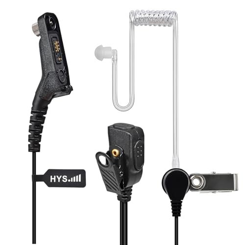 HYS Walkie Talkie Earpiece Covert Acoustic Tube Compatible for Motorola DP3400 DP4400 DP4800 DGP4150 XPR-6300 DGP6150 DGP5000 Radio Security Surveillance Headset with PPT Mic (1)