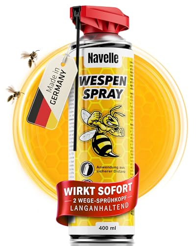 Navelle Wespenspray Effektive Wespenabwehr & Nestbau-Stopp Profi 2-Wege Sprühkopf für Präzision & Reichweite 400ml Insektenspray gegen Wespen & Spinnen Ideal für Terrasse Balkon & Garten