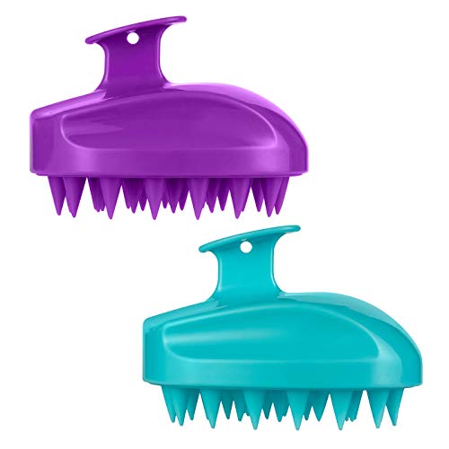 2 Pack Hair Shampoo Brush, Scalp Care Hair Brush with Soft Silicone Scalp Massager Hair Scrubber for Women,Men Or Pets(Blue,Purple)