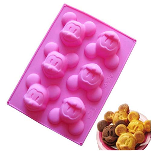 Aisoway Gâteau Silicone Outils de Savon au Chocolat Moule Mickey Mouse Dessert Moule 6 Cavity Moules pour la Cuisine