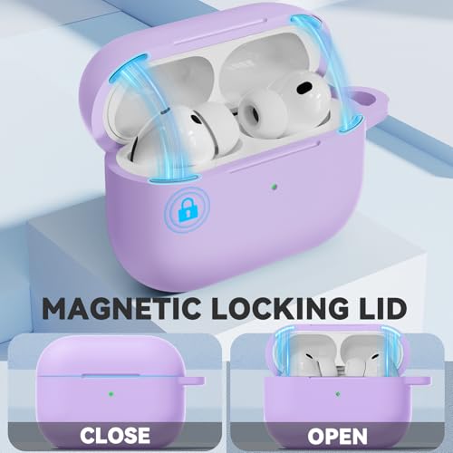 Image of Ljusmicker for AirPods Pro 3 Case 2025 with Cleaner Kit,Soft Silicone Protective Cover for Apple AirPods Pro 3rd Generation Cases for Women Men,for AirPod Pro 3 Cover with Keychain-Magnetic Purple
