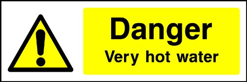 Image of Danger Very Hot Water Sign 200mmx66mm