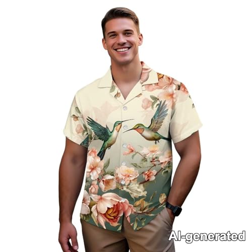 Image of Hawaii Matching Couple Outfits Husband and Wife Clothing Fashionable Mens Casual Shirts Hawaii Dress with Soft Fabric